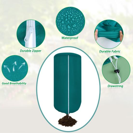 Plant Freeze Protection Cover Frost Cloth Blankets with Zipper Drawstring Large Reusable Plant Protector Tree Covers for Outdoor Plants Shrub Potted
