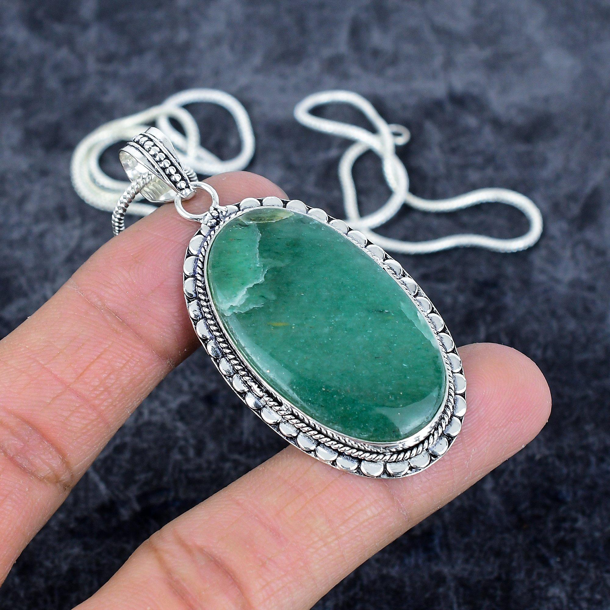 

Green Aventurine Gemstone 925 Sterling Silver Jewelry Pendant 2.44 M-2912