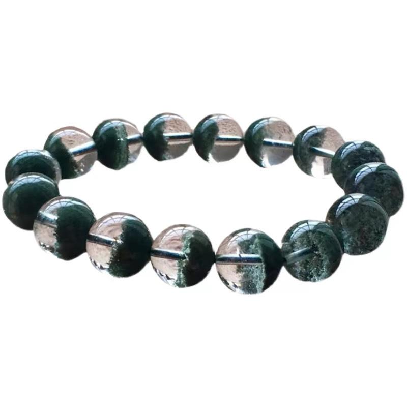 Premium Brazilian Green Phantom Crystal Bracelet - Unisex Single Strand, Ideal Gift 8mm beads