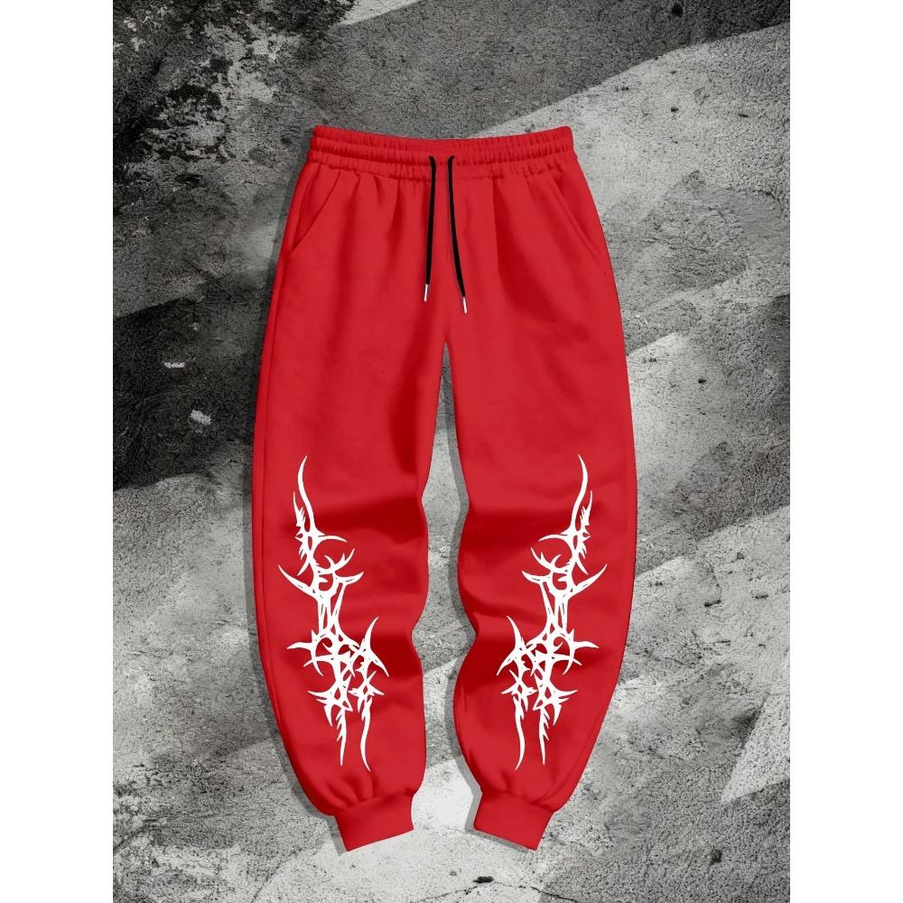 Mens Sweatpants Sports and Streetwear Loose Casual Pant Drawstring Men Printed Pant