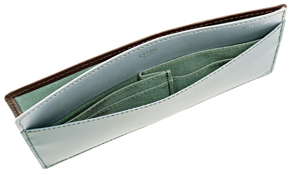 Poke Money Klapka Skóra Bridle Cienki Długi Portfel Smart Portfel Prezent na Dzień Chłopaka Czekoladowy x Jasnoniebieski 1630 [Cypris] Portfel-BR (L) Ojca