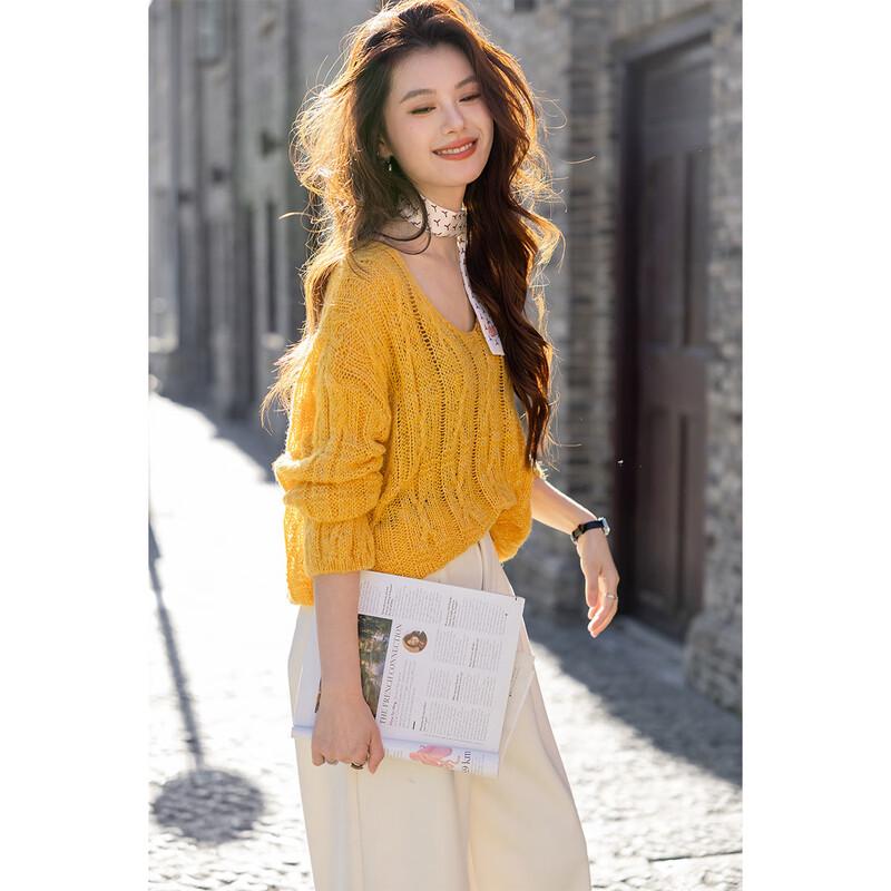 Mokana Women's Relaxed Soft Knit V-Neck Sweater