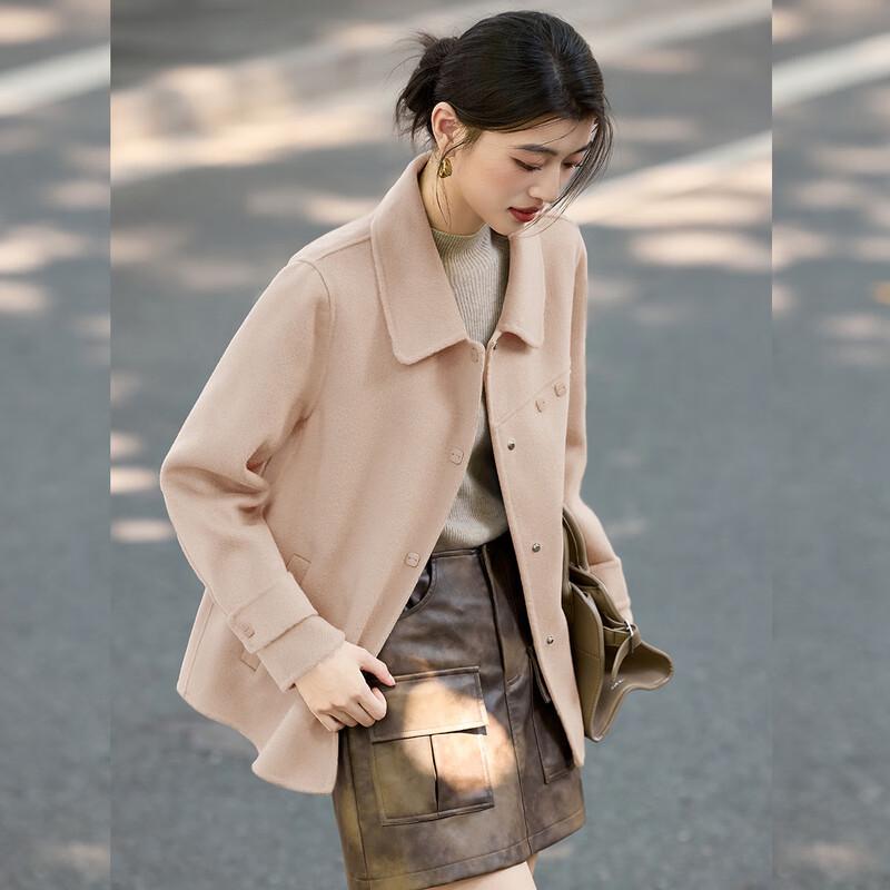 Bailuyu Women's 100% Wool Double-Faced Short Coat