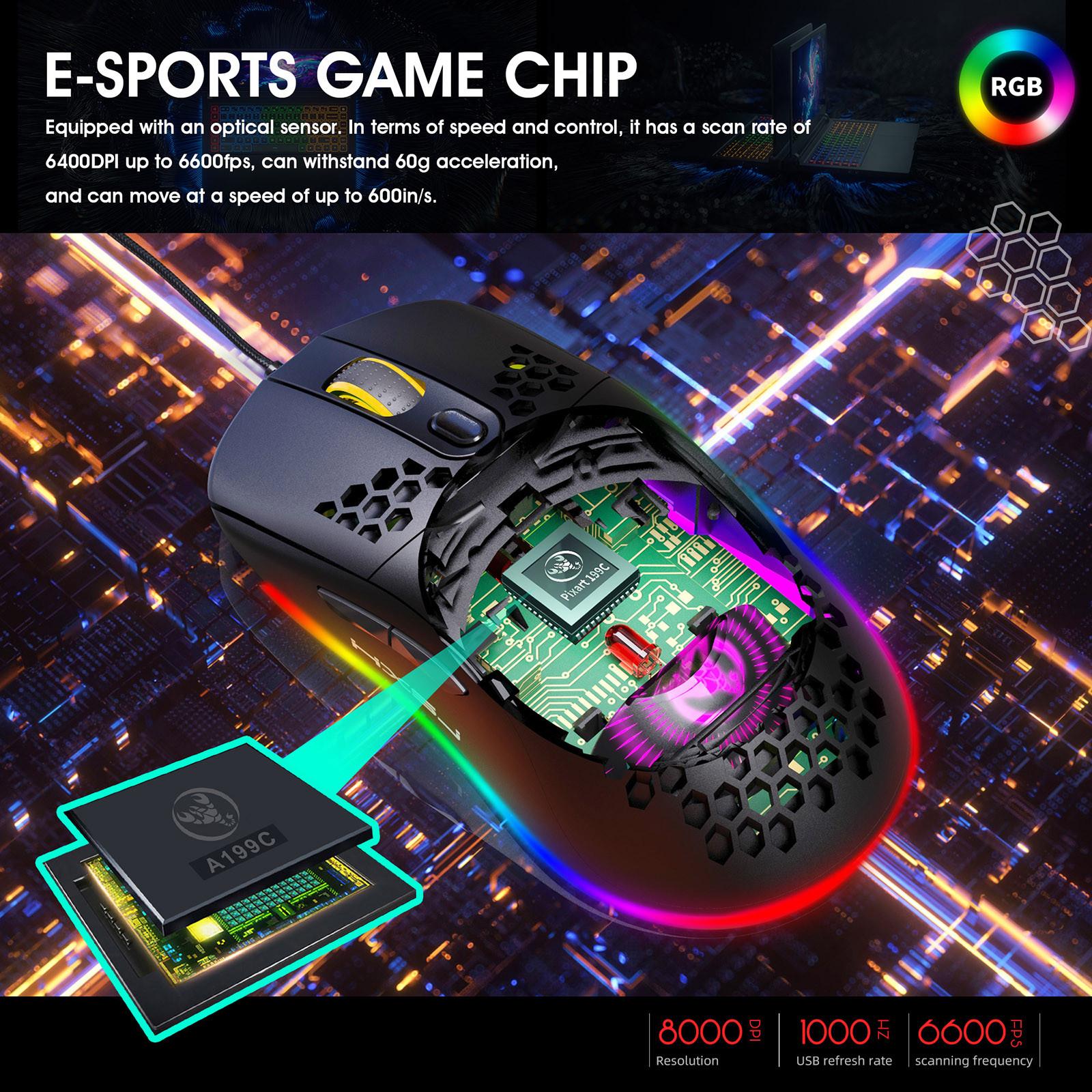 

Mechanical Define the game USB Wired 6400DPI Gaming Mouse Mice For PC чёрный