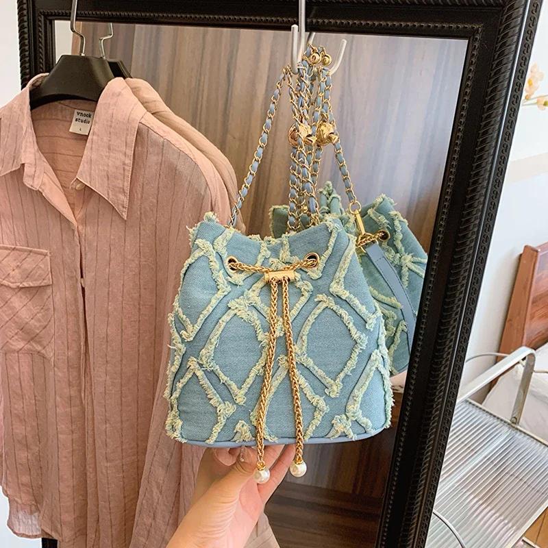 Niche Design damska torba typu crossbody uniwersalna tkanina kwiatowa unikatowa torba na ramię elegancka łańcuszek typu bucket