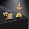 5mm Square Shape Stud Earrings for Women Men Minimalist Micro Inlaid Zircon Shiny Gold Color Hiphop Small Earing Jewelry