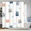 Adorable Cartoon Cat Fish Shower Curtain Decor For Kids Bathroom 3D Printed Waterproof Fabric Modern Home Decor Ideas