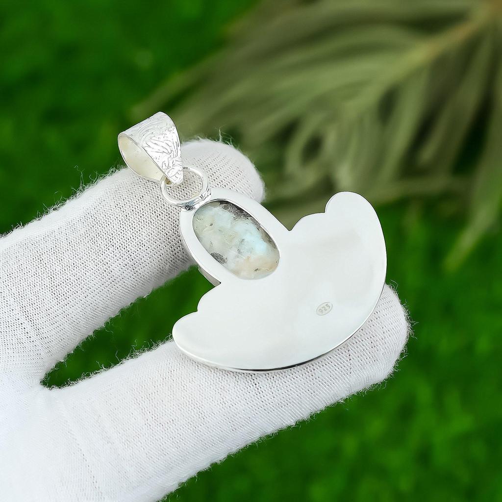 Daughters Day Sale Sterling Silver Larimar Gemstone Wife Wedding Pendant Jewelry