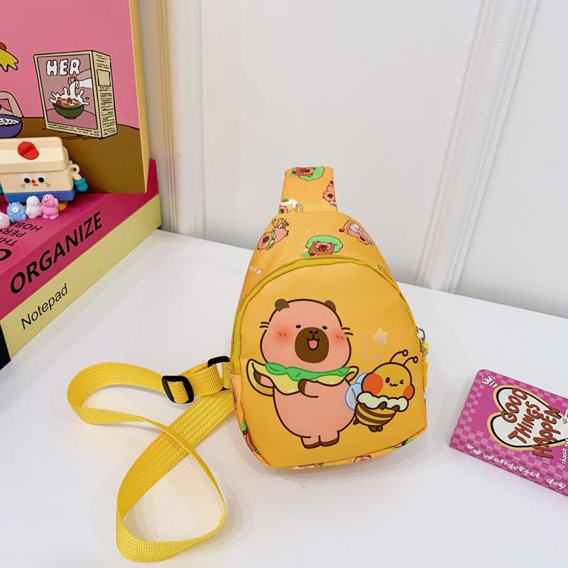 Capybara Cartoon Cute Shoulder Bag Breathable Fabric Toddlers Girl Travel Bags