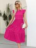 Summer Women Sleeveless Round Neck Ruffled Dot Print Long Dress Polka