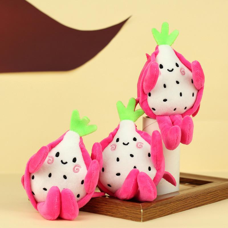 Plush Dragon Fruit Keychain Soft And Cute Fruit Shaped Accessory For Kids And Bags