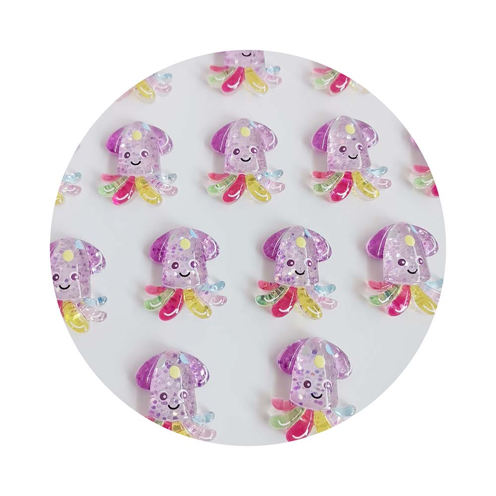 100pcs Kawaii Cartoon Glitter Flatback Resin Cabochons Ocean Sea Animals Embellishments for Scrapbooking Jewelry Figurines