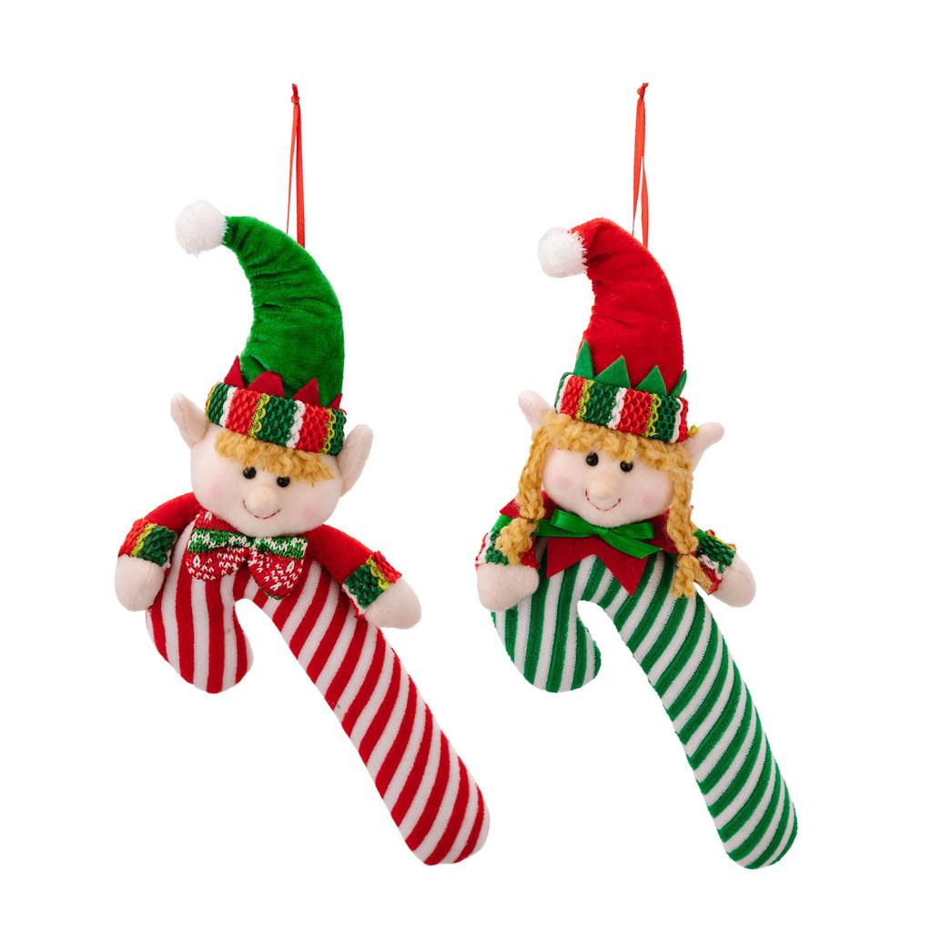 Fabric Elf Enchanting Hanging Decoration For Christmas Featuring Adorable Cane Candy