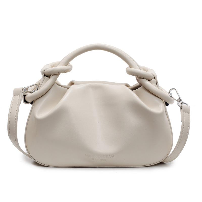 Elegant Pleated Cloud Bag With Knot Handle Chic Mini Handbag Magnetic Buckle Design Shoulder Bag Women Cute Dating Crossbody Bag