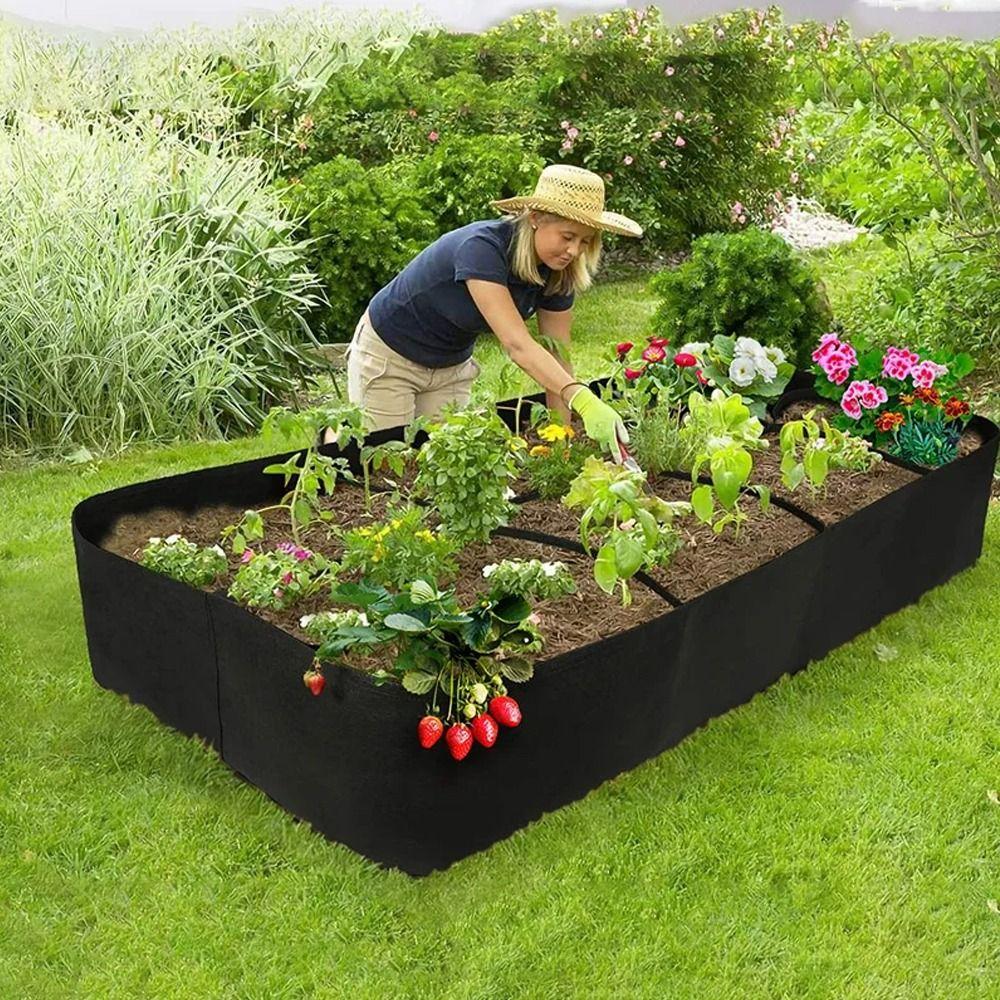 1/4/8 Grids Planting Container Breathable Garden Planting Bed Portable Garden Planters Bag  Flowers