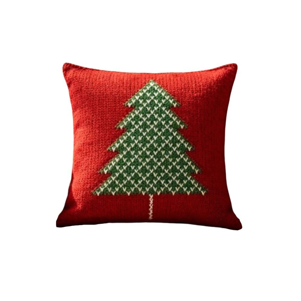 Festive Soft Christmas Pillow Covers 2D Printed Deer Throw Cushion Case Square Plaid Xmas Tree Pillowslip Living Room Decor
