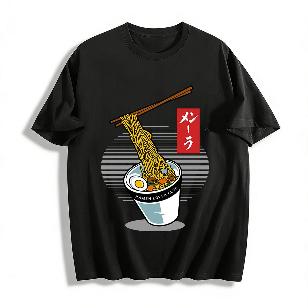 

Novelty Ramen Print Top For Ramen Lover Club Fans Pure cotton T-shirt XXS