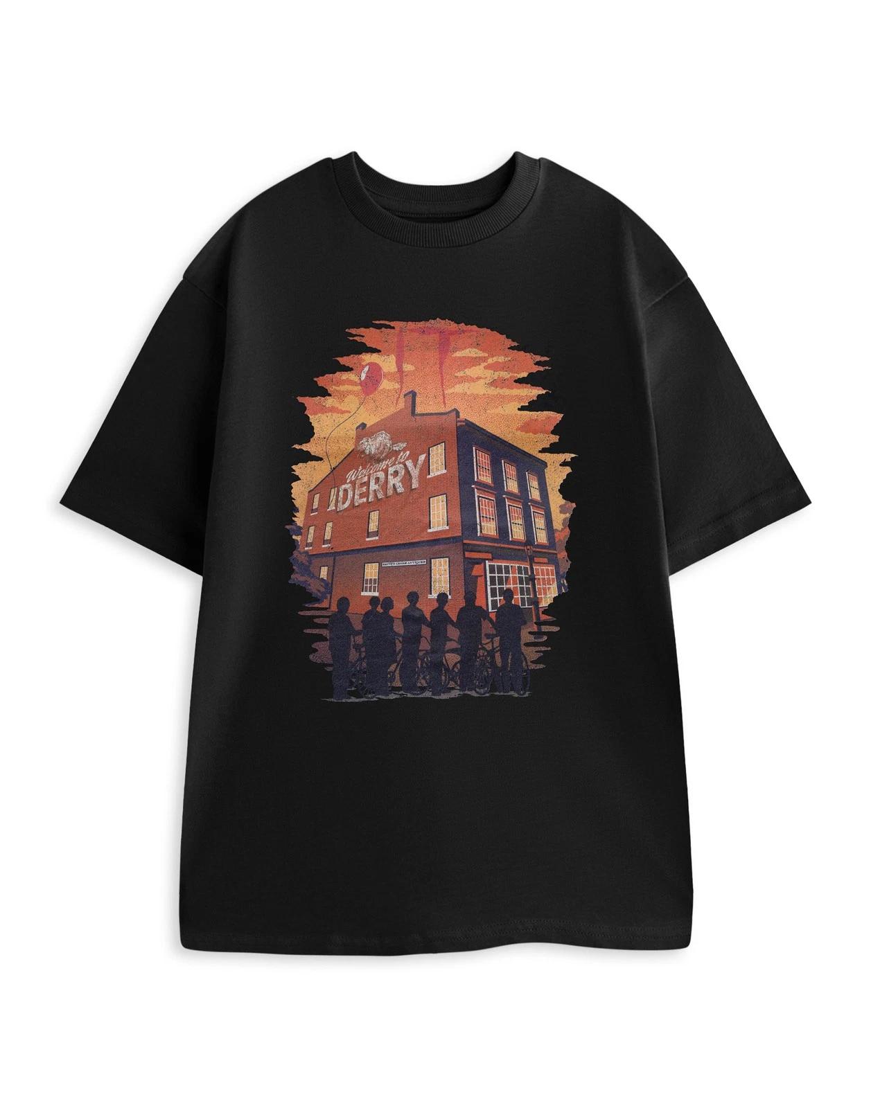 Welcome To Derry Black Bikes Short Sleeved 100% Cotton T-shirt Mens Tees Top Unisex 3XL