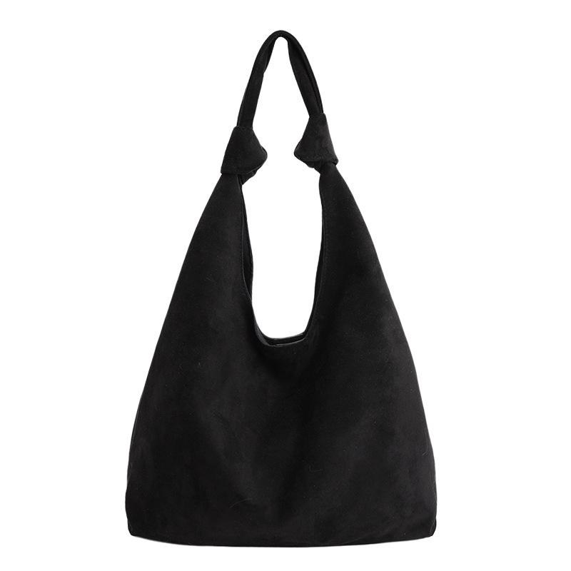 Soft Suede Hobo Bag with Knotted Handle Large Capacity Fashion Shoulder Bag