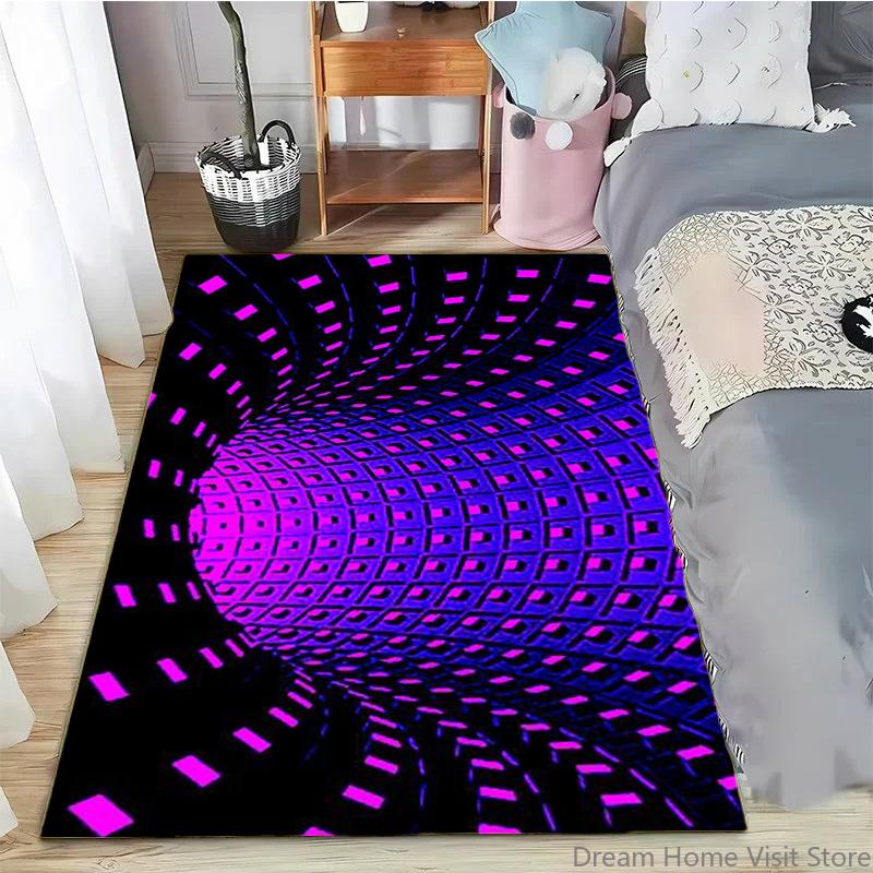 3D Vortex Illusion Area Carpet Rug for Living Room Decor Bedroom  Abstract Geometric Optical Vertigo Carpet Non-slip Floor Mat
