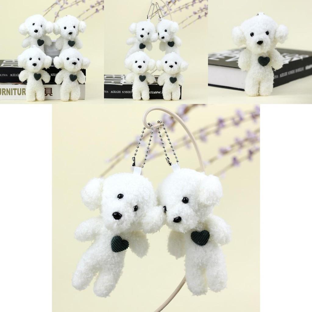 Cute Miniature Teddy Dog Plush Keyring Stuffed Poodle Toy Heart-shaped Puppy