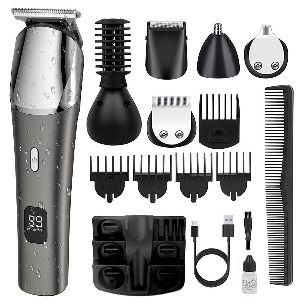 6-in-1 Electric Grooming Kit for Men Metal Body Clipper with Shaver Nose Hair Trimmer Multi-Function Tools