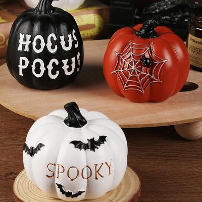 Spooky Resin Pumpkin Decor - Gothic  Tabletop Centerpiece for Halloween