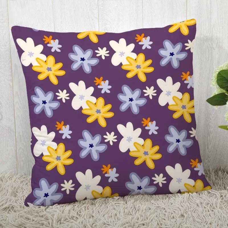 Chamomile Pillowcase Sofa Car Waist Throw Pillow Case Home Decoration Ins Style Flower Landscape Cushion Cover
