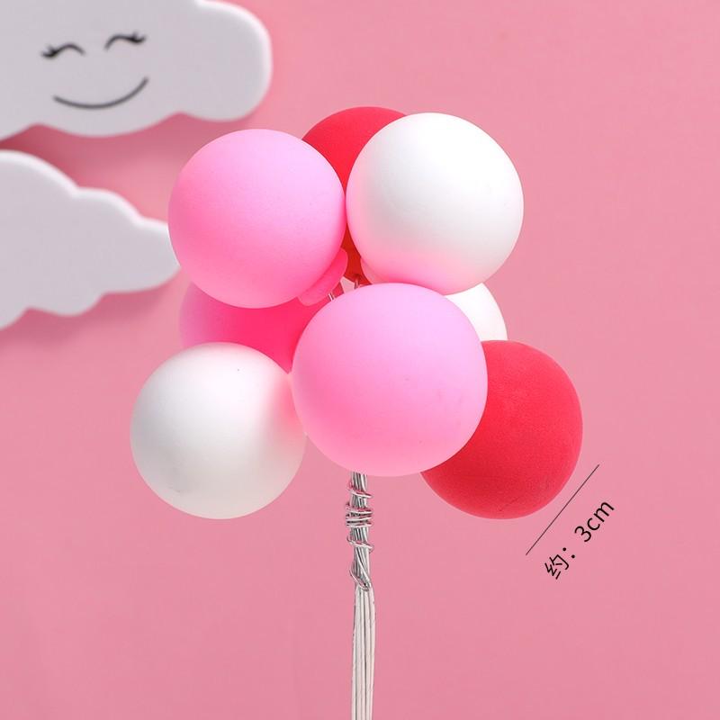 Pink Themed Cake Decor: Heart & Cloud Balloons with Insert Cards for Birthday Parties