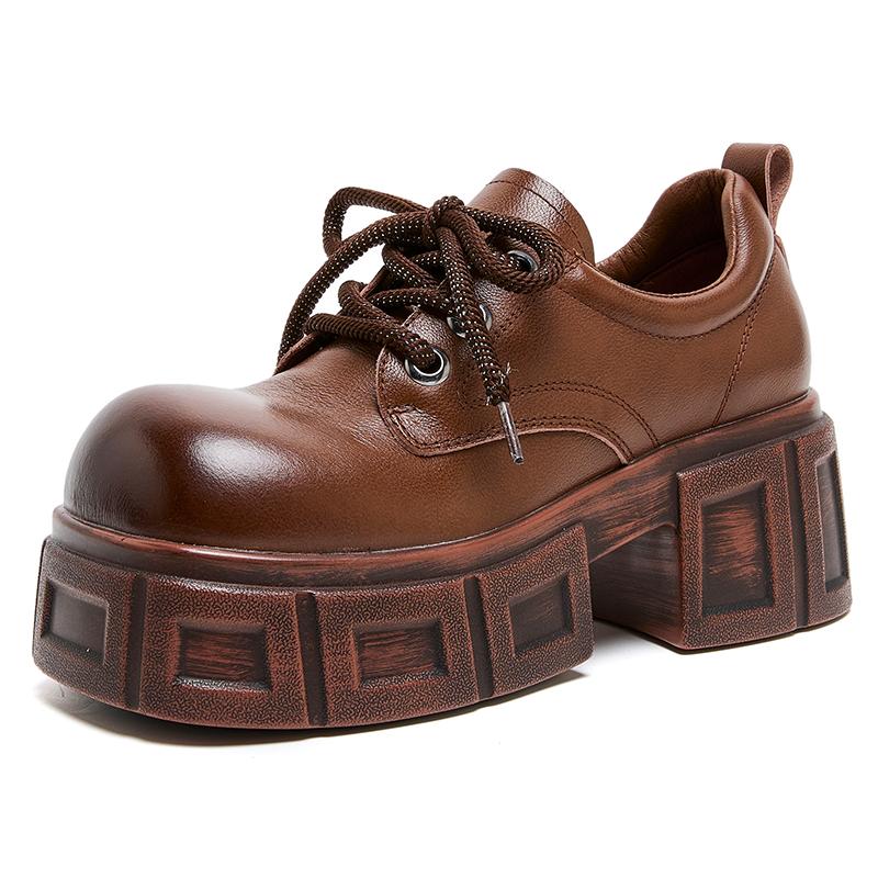 Fashion GKTINOO Handmade Women's Platform Shoes For Women Genuine Leather Footwear Woman Vintage Soft Comfort Wedges Breathable Pumps