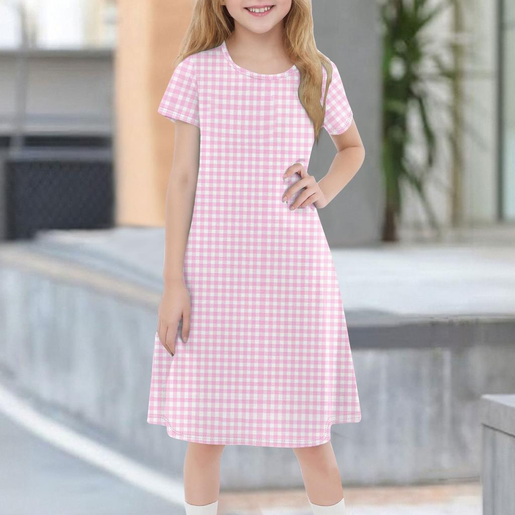 Children's Summer Short-sleeved Casual Fashion Round Neck Dress