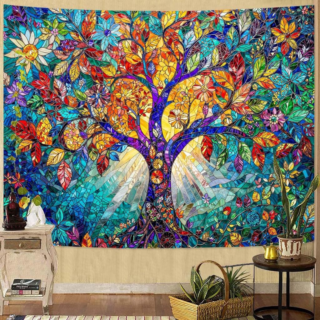 Tree of Life Tapestry Starry Sky Wall Tapestry,Vintage Tapestries for Bedroom Ceiling Tapestries Wall Hanging for Bedroom Living
