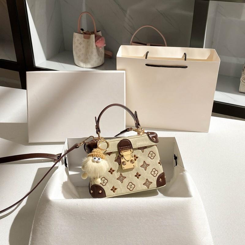 Women s Bag Light Luxury Embroidery Bucket Single Shoulder Diagonal Cross-match Portable Box