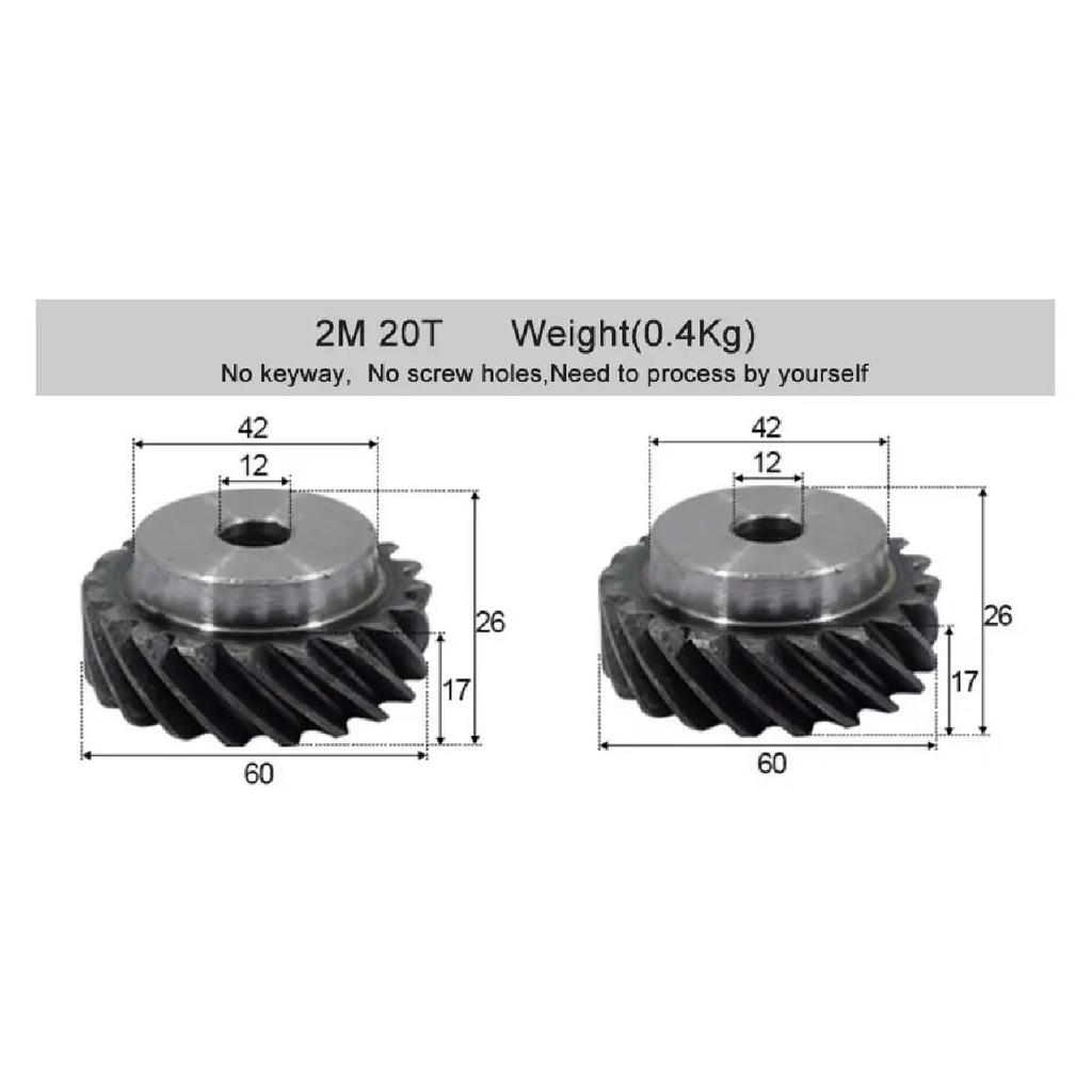 2M 3M 10T-30T High Torque 45° L/R Rotation Helical Gears Interlocking Machined Bore 180° Drive for Industrial Machinery