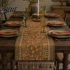 Vintage Table Runner Jacquard Runner Floral Elegant Tassel Edge with Tassels for Dining Home Party Decor Durable