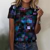 Women's 3D Gradient Floral Print O‑Neck Casual Short Sleeve Summer T‑Shirt