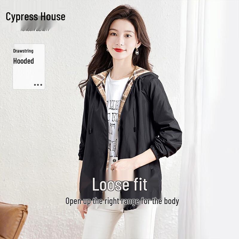 

Women s Plaid Hooded Zipper Cardigan 2XL