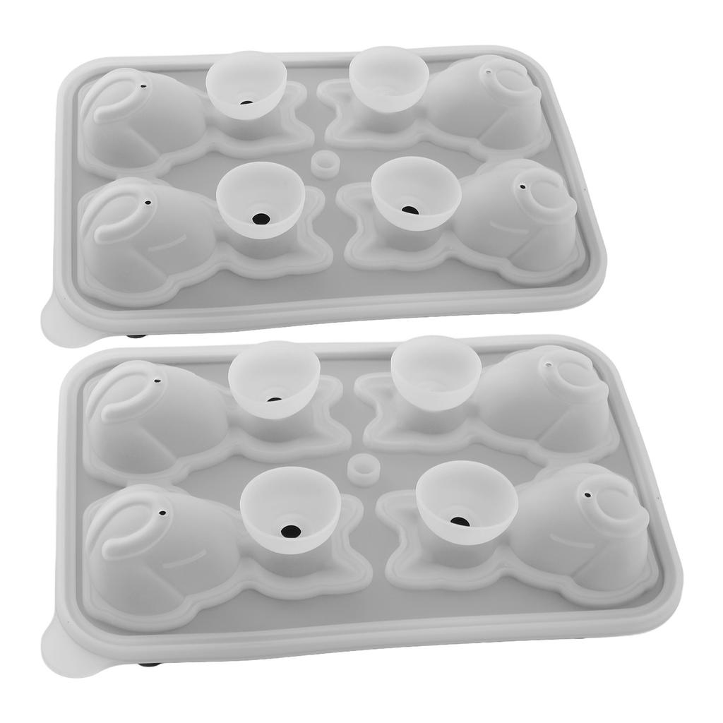 2Pcs 3D Cat Shape Silicone Tray 4 Reusable Cute Animal Shape Silicone Ice Mould for Whiskey Cocktails Ice Cream