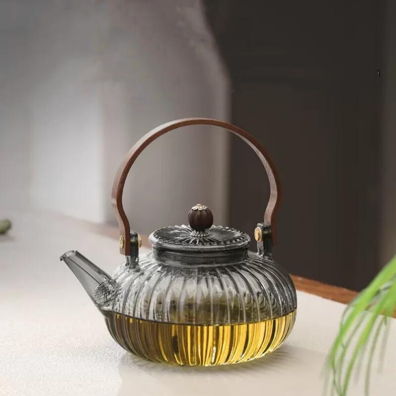 High Borosilicate Glass Pumpkin Beam Handle Teapot