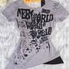 TrendHub Gothic Kleidung T-Shirt Vintage Kurzarm Frau Y2k Streetwear Totenköpfe Punk Damen T-Shirts Gyaru Druck Sommer Emo T-Shirt Top