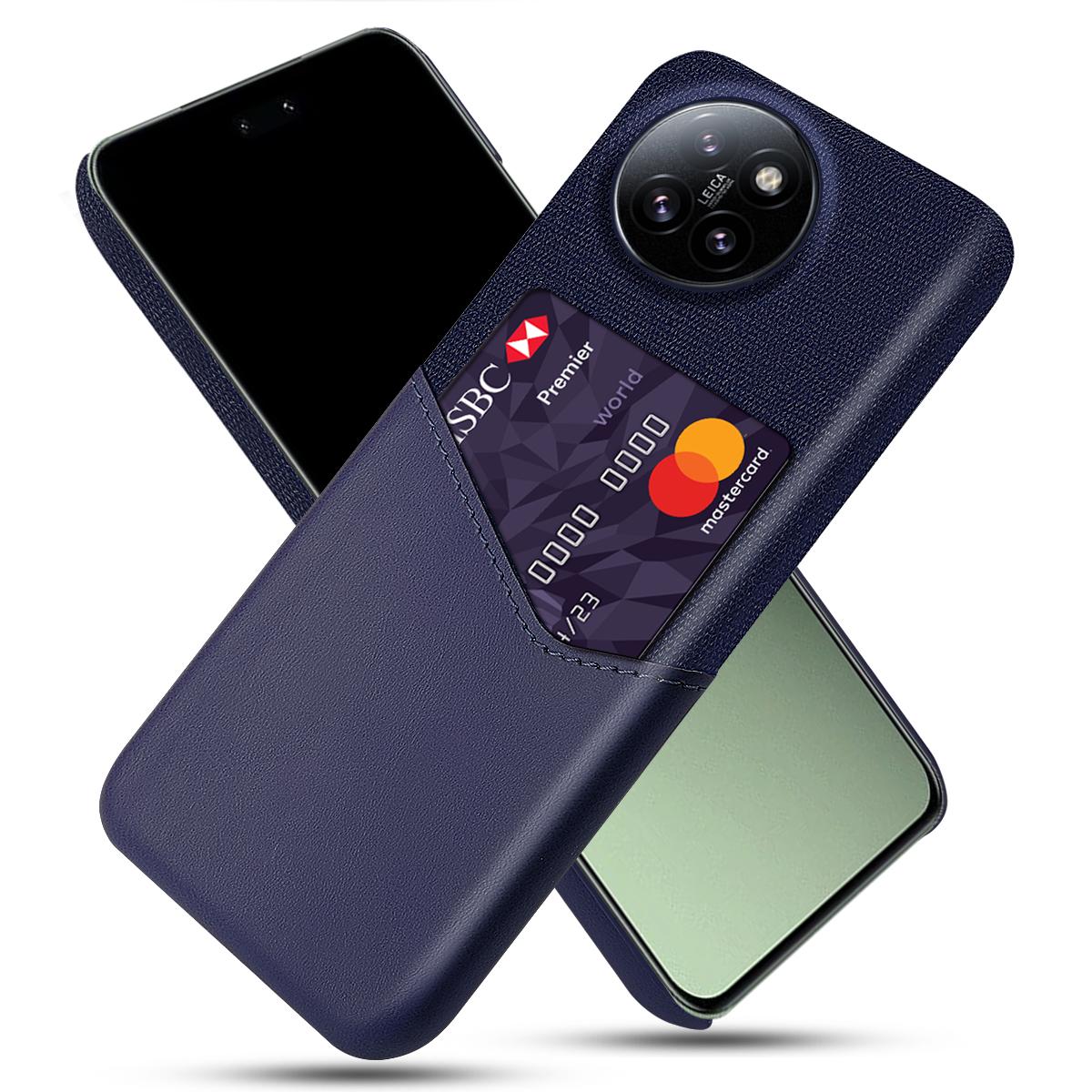 

For Xiaomi Civi 4 Pro 5G/14 Civi 5G Case Leather+PC Cloth Texture Phone Cover with Card Slot Blue