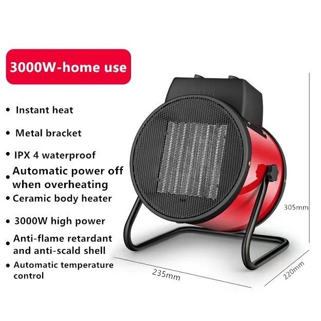 2000W/3000W Ceramic Fan Warmer Industry Portable Ceramic Space Electric Heaters Air Heater Pemanas Kipas Seramik