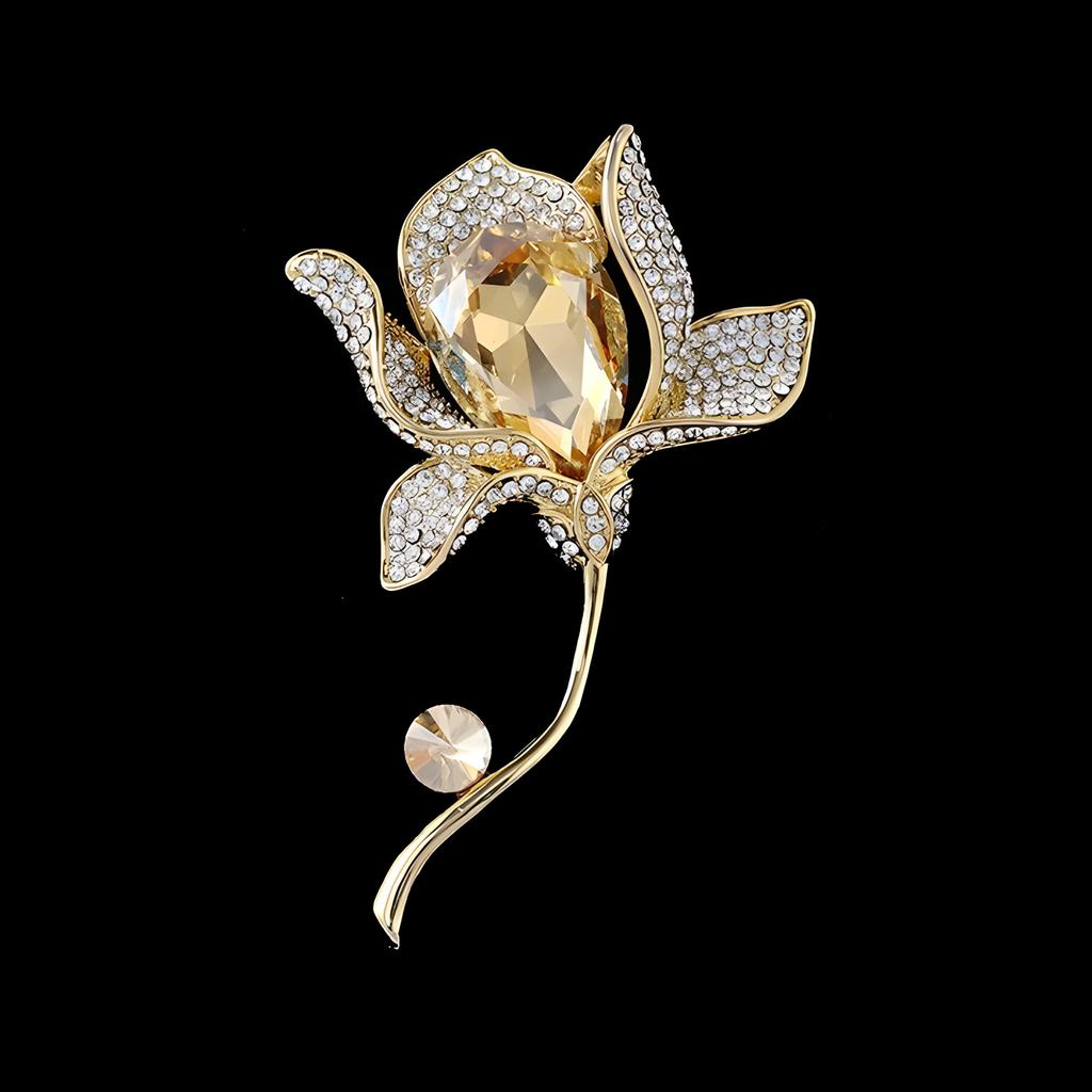 Elegant Magnolia Brooch High-End Female Luxury Temperament Crystal Brooch Niche Design Pin With Accessories