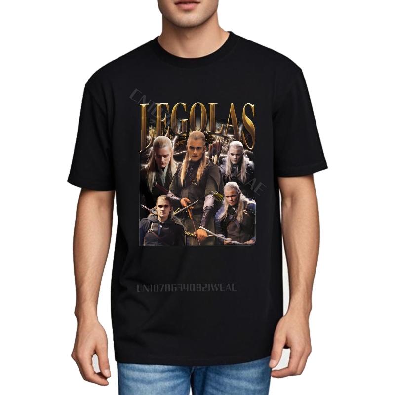 Top Tees Black Plus Size Tshirt Legolas With Various Scenes Printed Travel Round Neck Tee Anime Lightweight Tee Vintage
