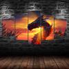 Dragon Fantasy Scenery 5 Piece Five Panel Canvas Print Modern Wall Art Poster Home Decor Gift For Him Her