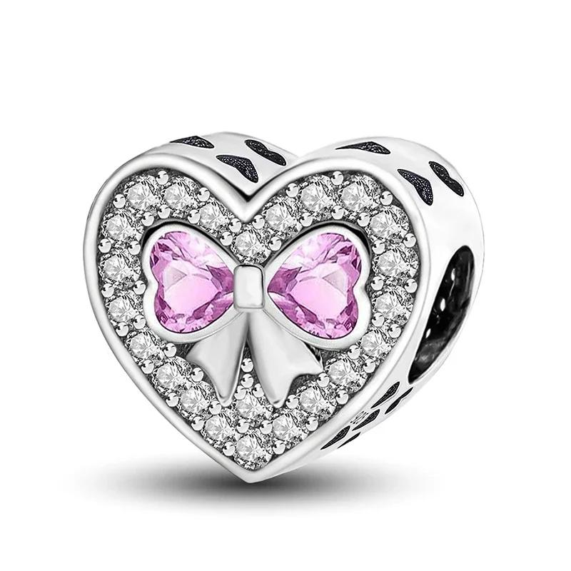 Copper Luminous Bow Split Love Heart Series Bead Diy Bracelet Bangle Making Gift Of High Quality Fine Jewelry