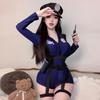 SHLYMP Policewoman Police Cosplay Sexy Naughty Erotic Extreme Lingerie Underwear POLICE OL Secretary Costume Cute Temptation Navel Baring Leotard Navy