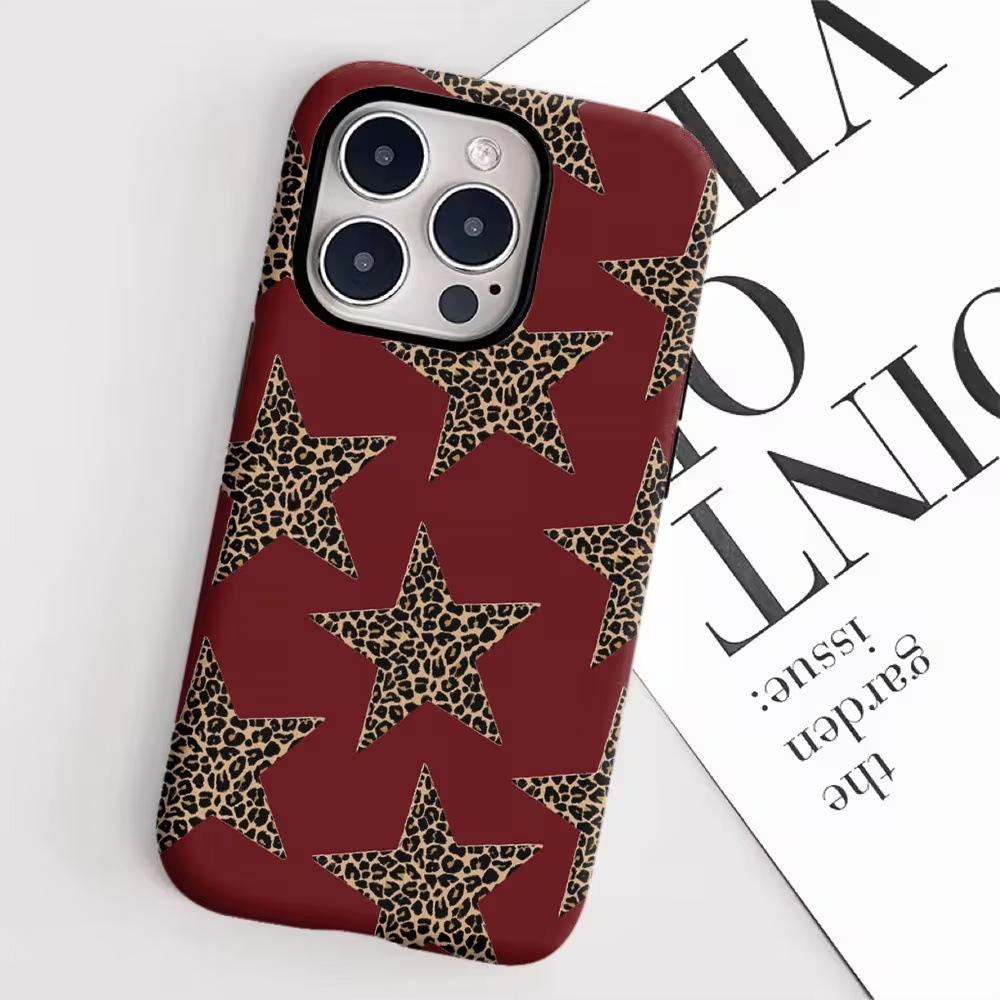 American retro leopard print pentagram film mobile phone case custom iPhone11promax double-layer anti-drop case