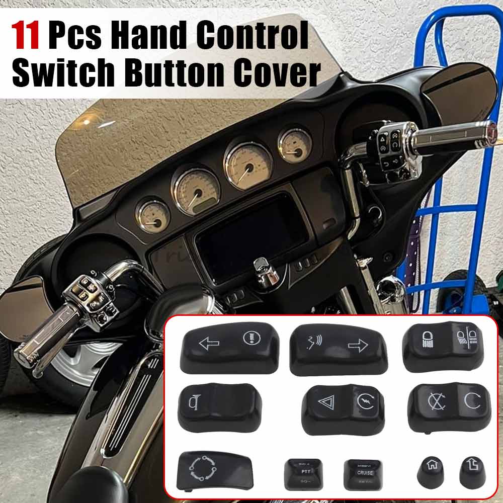 Motorcycle Black Hand Control Switch Button Caps Cover Kit For Electra Glide Standard FLHT Street Glide Special FLHXS 2014-2022
