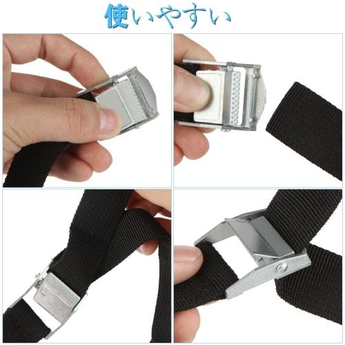 RILIHII [Set of 10] Cargo Tie-Down Straps for Luggage, Motorcycles, and Transport, Earthquake Preparedness Supplies (Black, 5m Length, 25mm Width, 100